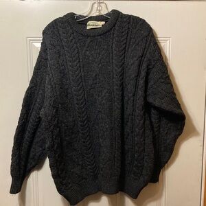 Aran Crafts Men's Dark Gray Cable Knit Sweater XL